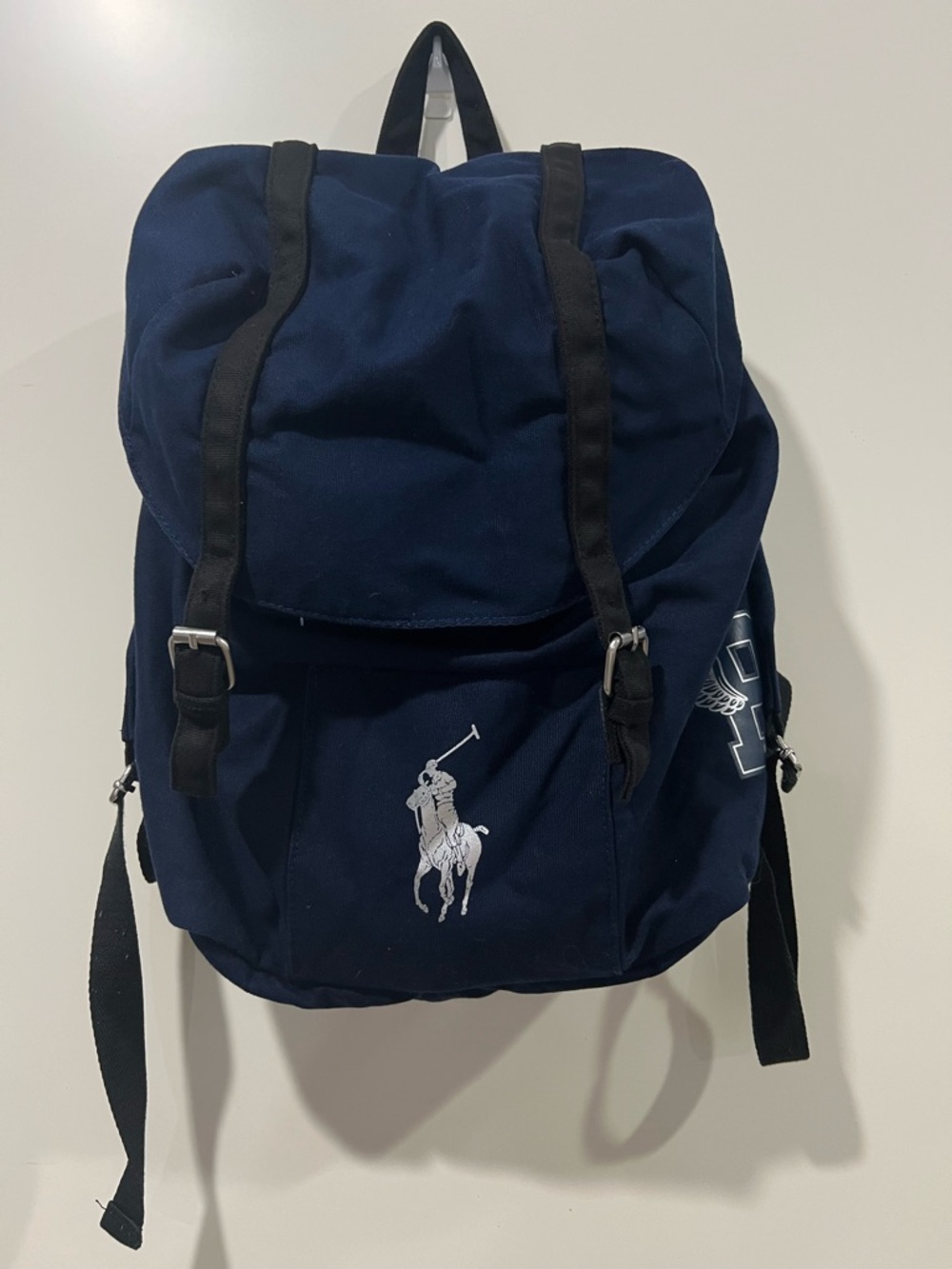 Polo by Ralph Lauren Navy Canvas Backpack with Player Logo